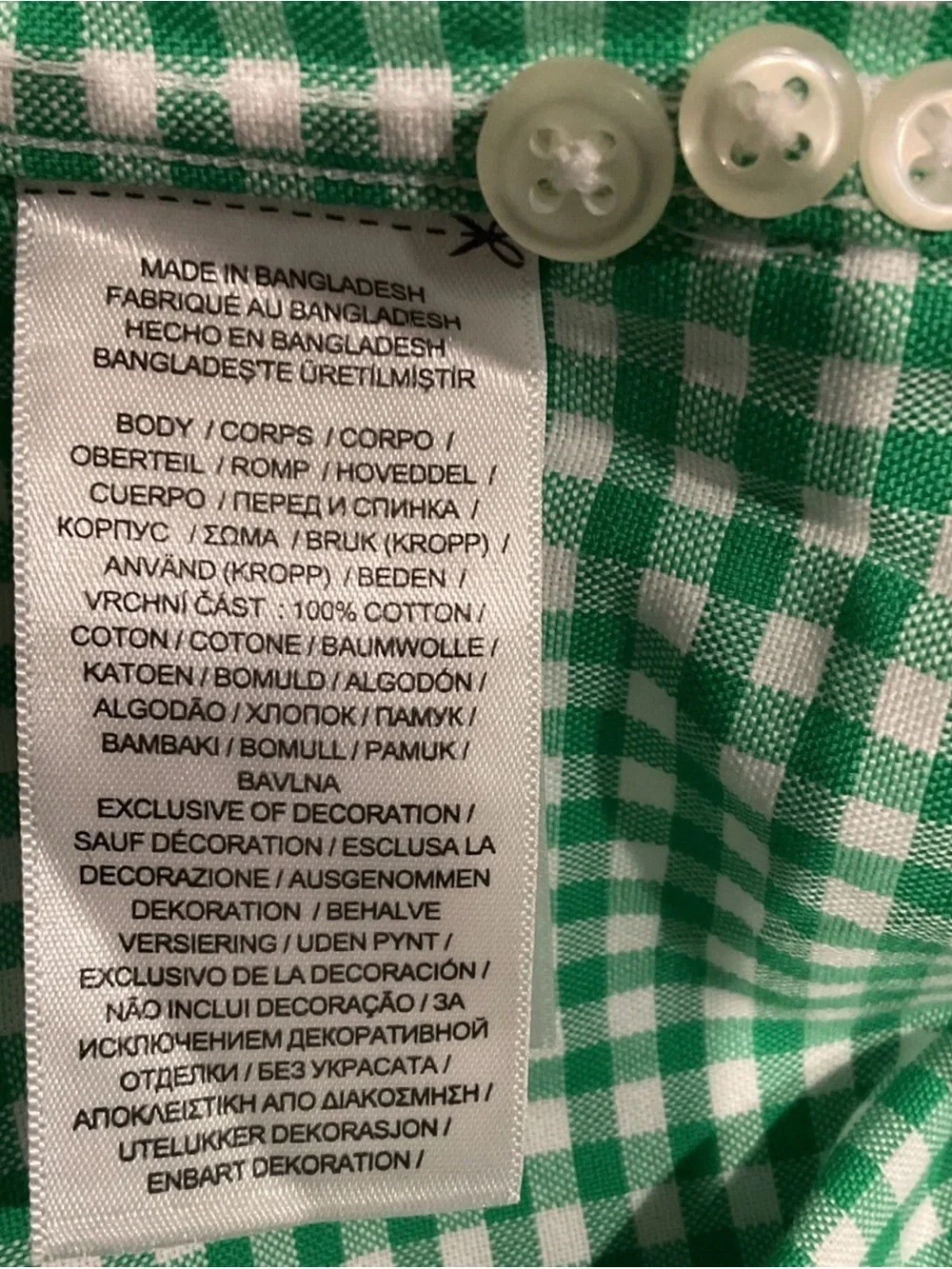 Polo Ralph Lauren Gingham Long Sleeves Button Down Shirt Green/White Sz XS NWT